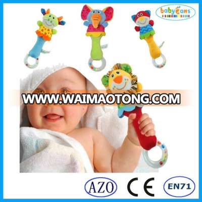 Babyfans guangzhou custom soft plush stuffed animal rattle baby toy