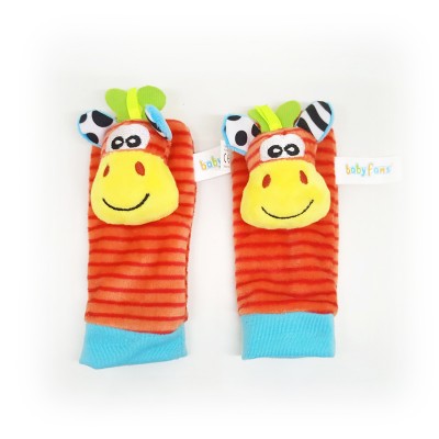 babyfans new products Winter thick terry baby rattle socks with matching wrist rattle  toys