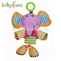 Babyfans factory wholesale elephant unique cuddly baby toys rattle hanging plush stuffed toys pull musical bell