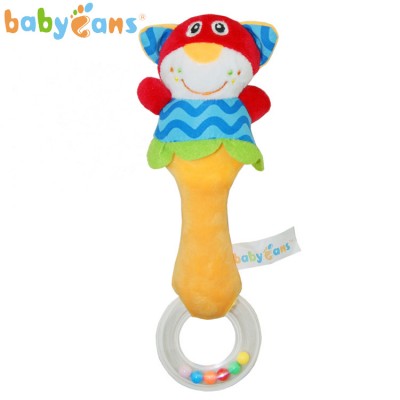 Babyfans cat Animal Hand Bells Plush and plastic baby Rattle Toys