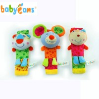 Babyfans cute custom plush baby wrist rattle toy soft animal wrist band