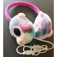 Custom hot selling lady plush earmuffs multicolor rainbow monkey cute animal music earphone warm ear muffs