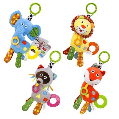 2019  new design cute baby soft plush with teether rattle toys