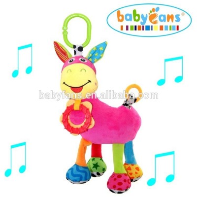 Plush toy with musical pull string teether donkey animal toy strollers